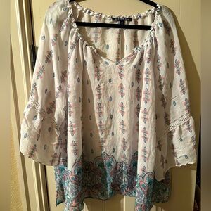Zac & Rachel Floral Print Peasant Blouse